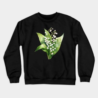 Lily of the valley, lily design, flowers, floral art, watercolor illustration of lily of the vally, poisonous plant, may, birth flower Crewneck Sweatshirt